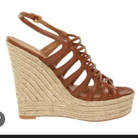 Elie Tahari espadrille leather wedges size 8.5 - Picture 1 of 10